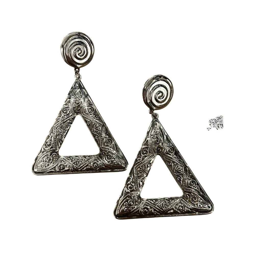 Unbranded Statement Earring Bundle Women OS Silver Clear Geometric Vintage Style - Picture 2 of 4